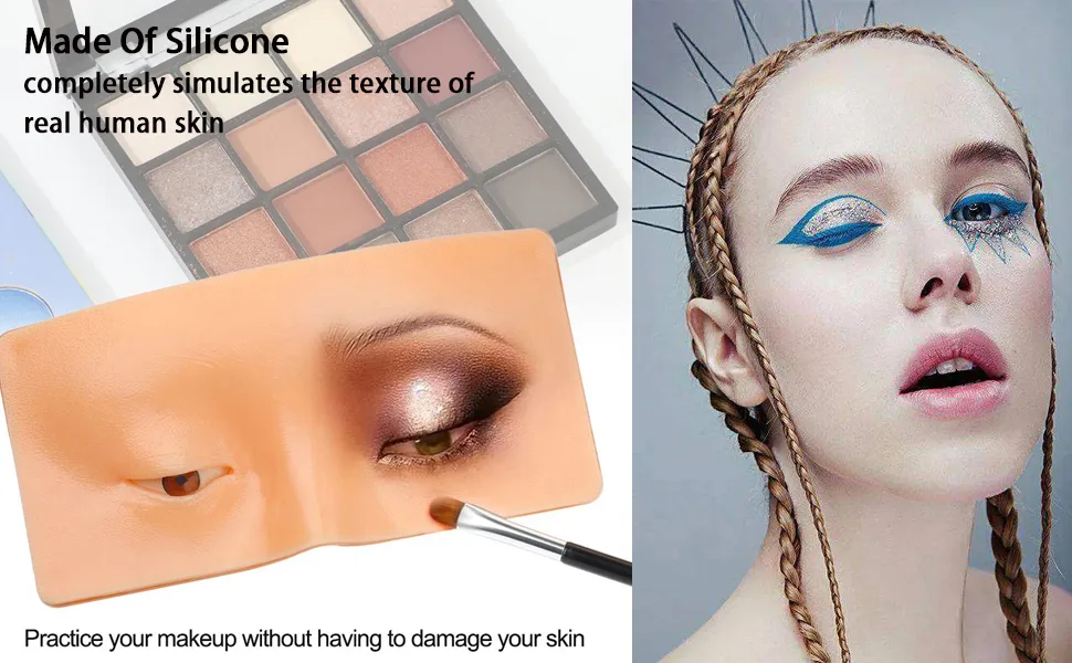 Makeup Practice Face, Dfsuiwk Silicone Face Eye Makeup Practice Board Professional Eyebrow and Eye Makeup Practice Board for Beginners (White) - makeup practice board