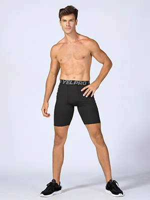 YUSHOW Mens Compression Shorts with Pocket Spandex Sports Running Quick Dry Shorts Compression Underwear for Men Athletic Medium Black - compression short display