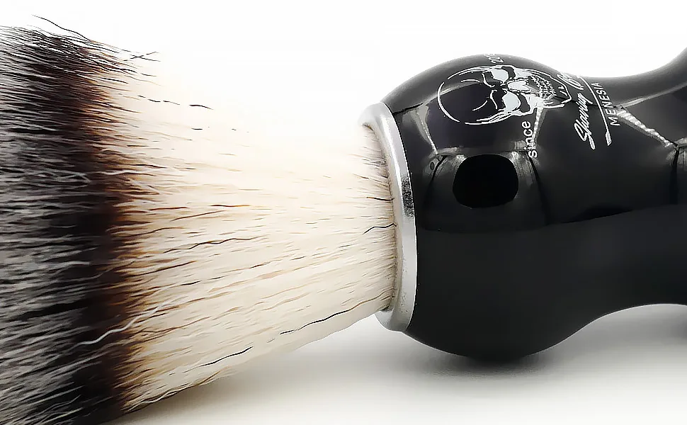 Menesia Shaving Brush for Men, Black handle Shave Brush,Mens Shaving Cream & Soap Brush (skull) - hxsh970-1