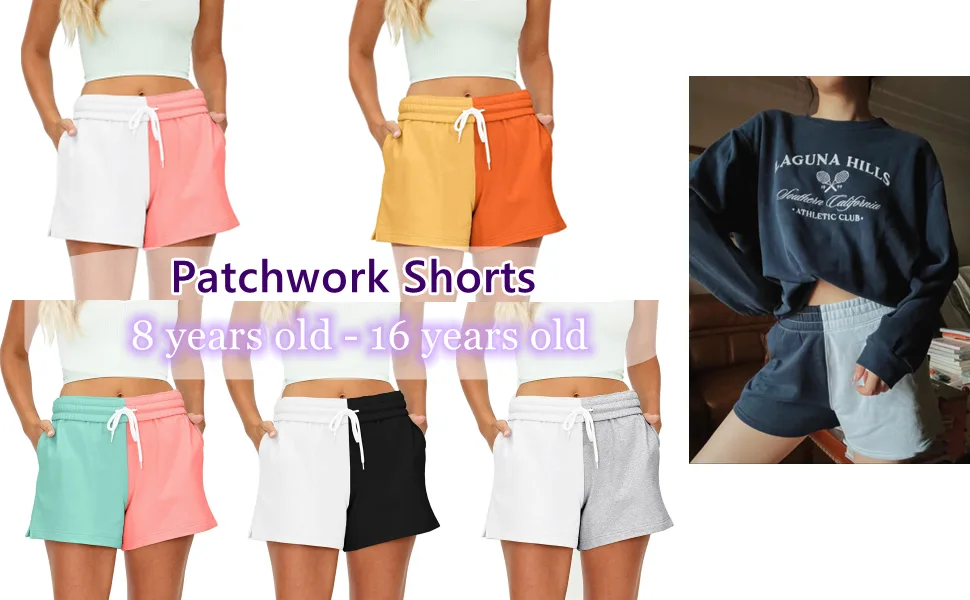 Grimgrow Girls' Athletic Running Shorts Cotton Patchwork Workout Short Pants Yellow Orange 14 - product information 2