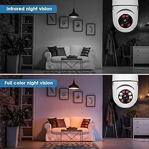 2Pcs Light Bulb Security Camera 2.4GHz & 5G WiFi Outdoor, 1080P E27 Light Socket Security Camera, Indoor 360 Home Security Cameras, Full Color Day and Night, Smart Motion Detection (2PCS, Support 5G) - light bulb camera
