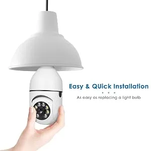 2Pcs Light Bulb Security Camera 2.4GHz & 5G WiFi Outdoor, 1080P E27 Light Socket Security Camera, Indoor 360 Home Security Cameras, Full Color Day and Night, Smart Motion Detection (2PCS, Support 5G) - wireless wifi light bulb camera security camera
