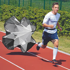 GIEMIT Running Speed Parachute,Speed Resistance Parachute with Adjustable Strap Black Training Parachute for Runner Speed Training and Acceleration Training 1 Umbrella - training parachute