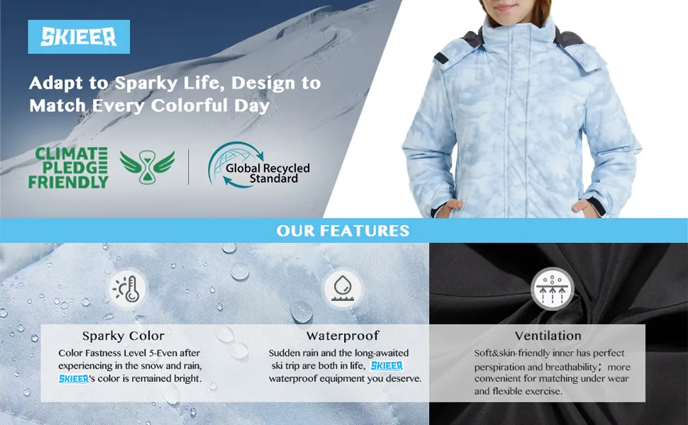 Skieer Girls' Waterproof Ski Jacket Warm Windproof Snow Winter Coat 6-7 White - SKI JACKET KID