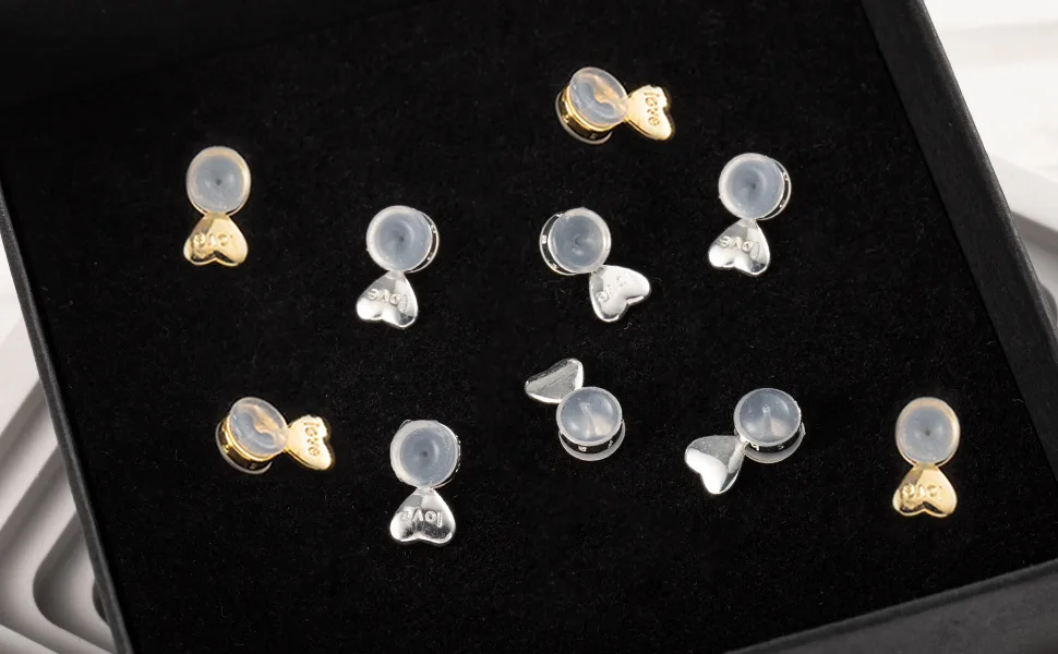 6PCS Heart Silicone Earring Lifter, 14K Gold Plated Love Earring Backs for Studs/Droopy Ears, Hypoallergenic Secure Earring Backs Replacements for Heavy Earrings - product information 28