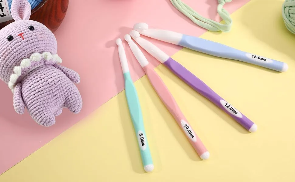 4PCS Crochet Hooks Ergonomic Handle Crochet Hooks Set for Arthritic Hands Comfortable Colourful Crochet Needles 8-15mm White - product information 7