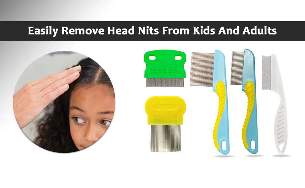 5 Pieces Hair Nit Combs Remove Head Nits Fine Stainless Steel Teeth Head Nit Comb For Pets Kids And Adults - product information 6