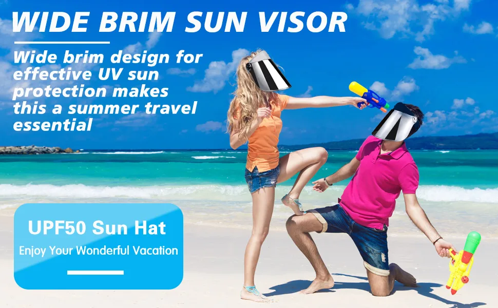 WAYCOM Sun Visor Hat -Sun Cap, UV Protection Hat Premium UPF 50+ Visor for Women for Fishing, Hiking, Camping Adjustable Magic Sticker - visor