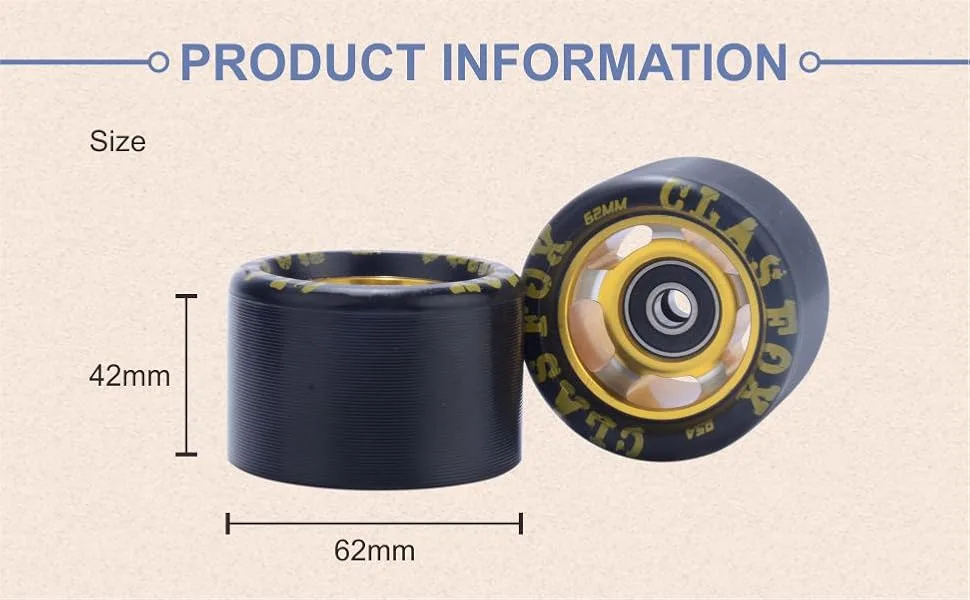 CLAS FOX 95A Speed/Derby Wheels Aluminum Roller Skate Wheels Indoor Roller Replacement Wheel (Set of 8) Black PU Red Core - alu.roller wheels-2