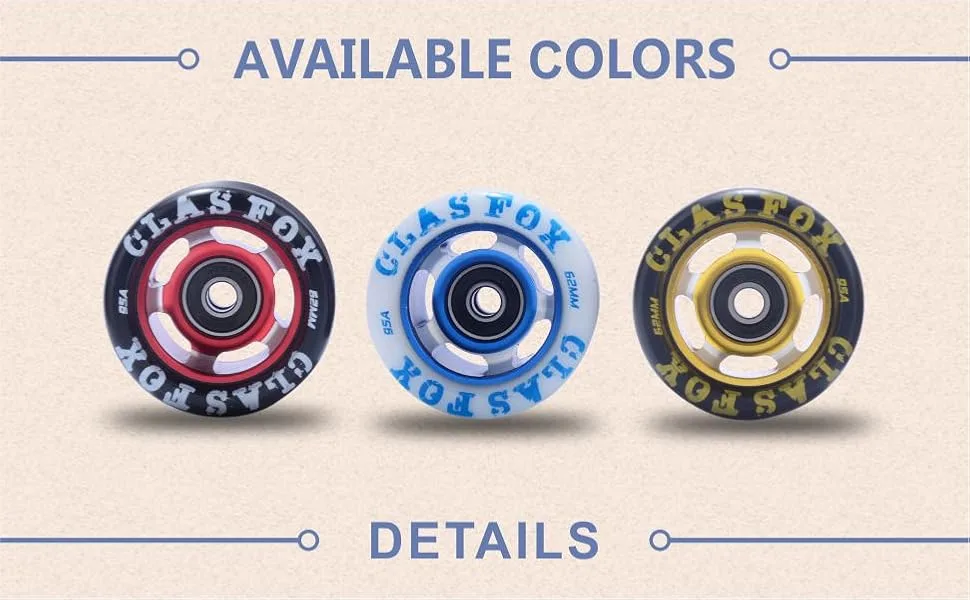 CLAS FOX 95A Speed/Derby Wheels Aluminum Roller Skate Wheels Indoor Roller Replacement Wheel (Set of 8) Black PU Red Core - alu.roller wheels-4