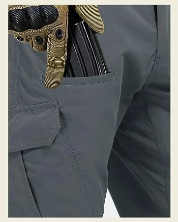 KFUBUO Men's Lightweight Ripstop Tactical Cargo Pants, Water Resistant Hiking Work Pants Relaxed Fit Black 28W x 30L - product information 3