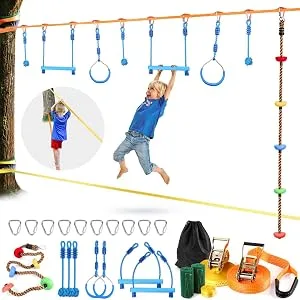 Odoland Monkey Bars, Ninja Trapeze Bars Adjustable and Durable Backyard Outdoor Swing Monkey Bar and Trapeze Bars, Obstacle Course for Training Equipment, Great for Kids and Youth Blue - dasd