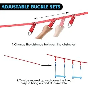 Odoland Monkey Bars, Ninja Trapeze Bars Adjustable and Durable Backyard Outdoor Swing Monkey Bar and Trapeze Bars, Obstacle Course for Training Equipment, Great for Kids and Youth Blue - product information 11