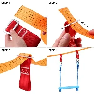 Odoland Monkey Bars, Ninja Trapeze Bars Adjustable and Durable Backyard Outdoor Swing Monkey Bar and Trapeze Bars, Obstacle Course for Training Equipment, Great for Kids and Youth Blue - product information 12