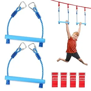 Odoland Monkey Bars, Ninja Trapeze Bars Adjustable and Durable Backyard Outdoor Swing Monkey Bar and Trapeze Bars, Obstacle Course for Training Equipment, Great for Kids and Youth Blue - product information 9