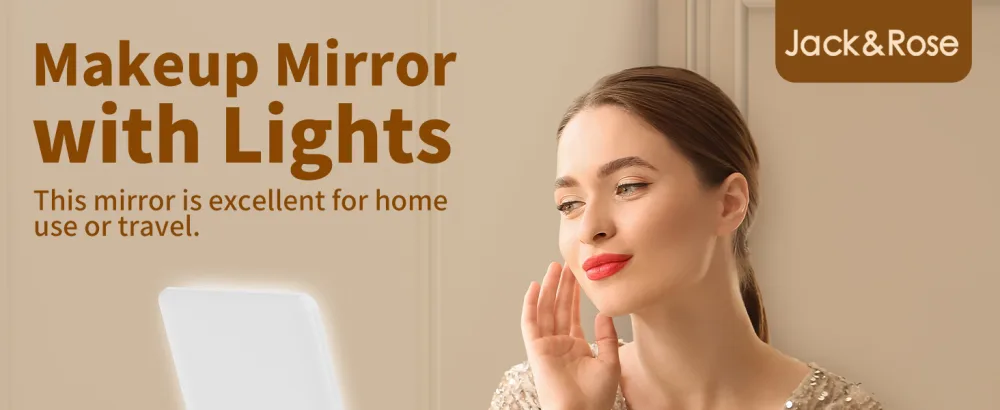 Jack & Rose Travel Mirror, Makeup Mirror with Lights and Magnification, Portable Mirror Led Lighted Makeup Mirror - Makeup Mirror with Lights