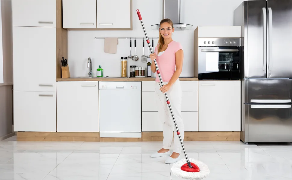 ANREKEYH 6FT Mop Handle Replacement Parts for OCedar EasyWring Microfiber Spin Mop, 5 Section 23-73in Stainless Steel German Thread Head Mop Handle Compatible with Microfiber Mop and Angle Broom - ocedar mop handle