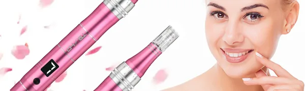 TBPHP M1 Electric Derma Beauty Pen Professional at-Home Kit with 12Pcs Replacement Cartridges - trusty Skin Care Tool Kit (Pink) - TBPHP