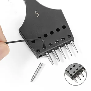 WUTA Removable Circle Leather Hole Punch Lacing Stitching Professional Working Hand Tool Kit Round Hole Puncher Craft Chisel Branding Design Circular Cutting Punches Kits (60 Pcs Chisel Head) - Removable Circle Leather Hole Punch