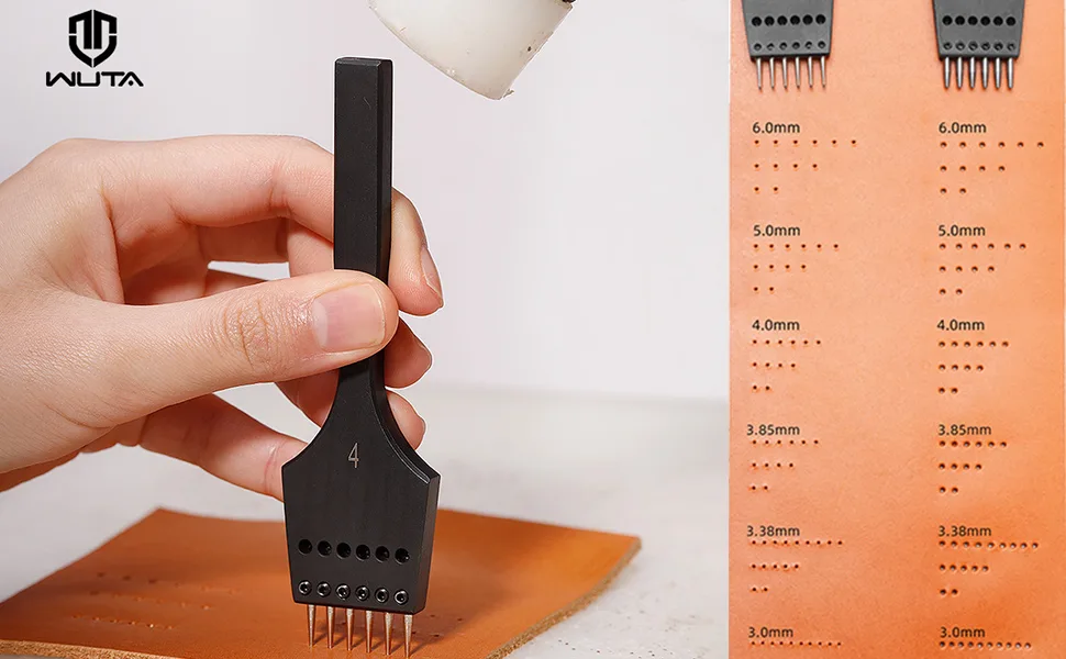 WUTA Removable Circle Leather Hole Punch Lacing Stitching Professional Working Hand Tool Kit Round Hole Puncher Craft Chisel Branding Design Circular Cutting Punches Kits (60 Pcs Chisel Head) - Removable Circle Leather Hole Punch