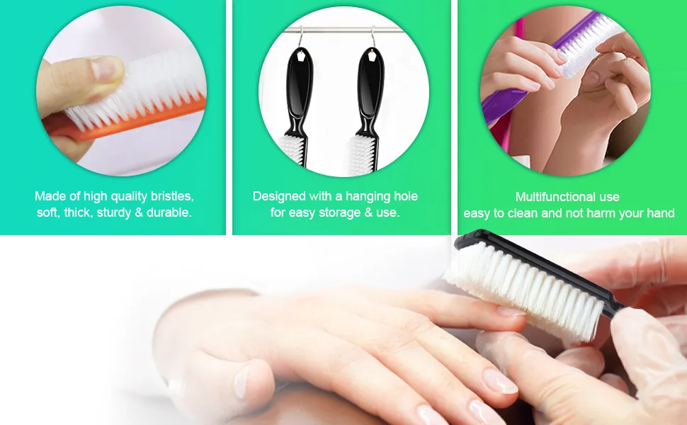 24 Pcs Handle Grip Nail Brush, NICEMOVIC Hand Fingernail Cleaner Brush Manicure Tools Scrub Cleaning Brushes Kit, Use for Toe and Nail Cleaning (Random Colors) - Nail Cleaning Brush