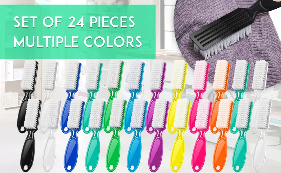 24 Pcs Handle Grip Nail Brush, NICEMOVIC Hand Fingernail Cleaner Brush Manicure Tools Scrub Cleaning Brushes Kit, Use for Toe and Nail Cleaning (Random Colors) - Nail Cleaning Brush