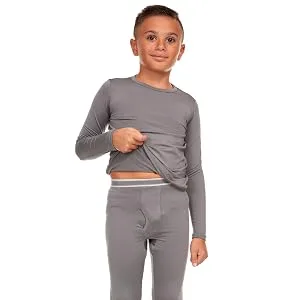 Bodtek Boys Thermal Long Underwear Set for Kids Fleece Lined Long Johns for Pajamas or Base Layer Leggings & Shirt Royal Blue Medium - product information 6