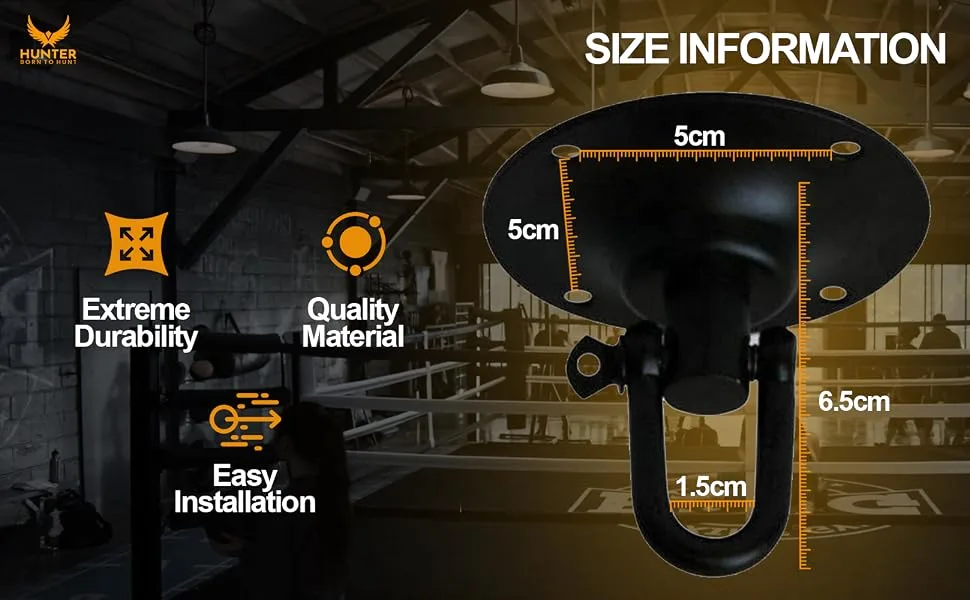 Hunter Professional Speedbag Swivel, Heavy Bag Hangers Brackets for Wood Beam - Multi-Direction Swivel Heavy Duty Ceiling Hook Hanger Black - Swivel