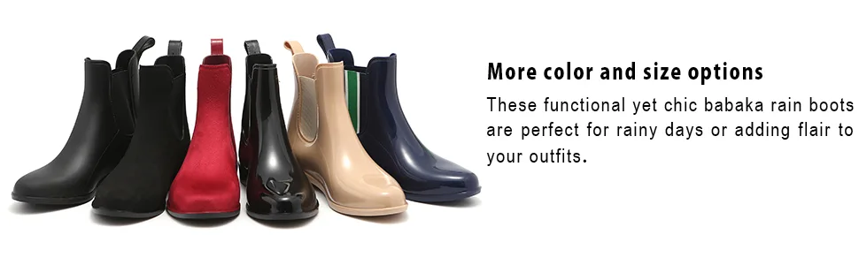 babaka Rain Boots for Women Waterproof Ankle Rain Shoes for Ladies Chelsea Boots 8 Black Matte - black boots