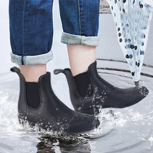 babaka Rain Boots for Women Waterproof Ankle Rain Shoes for Ladies Chelsea Boots 8 Black Matte - waterproof