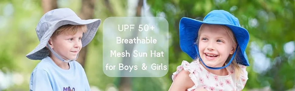 Connectyle Kids Wide Brim Mesh Sun Hat UPF 50+ Sun Protection Hat Beach Play Hat Navy - kids wide brim sun hat foldable packable uv sun hat breathable mesh bucket hat adjustable fishing