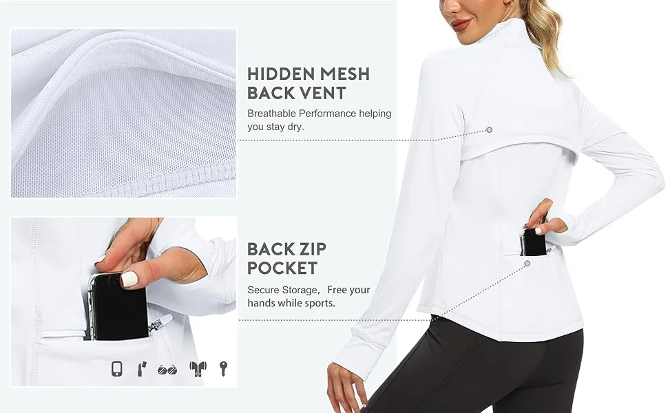 Hiverlay Quarter Zip Pullover Women 1/2 Fleece Jacket Thermal Equestrian Shirts with Tumbhole Back Vents Winter Cold Gear Navy Large - back zip pocket