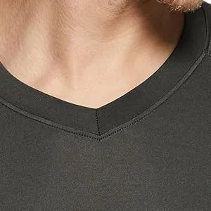 TSLA Men's Tactical Cool Dry Short Sleeve Compression Shirts, Athletic Workout Shirt, Active Outdoor Base Layer T-Shirts V Neck Shirt Charcoal Large - V Neck Design