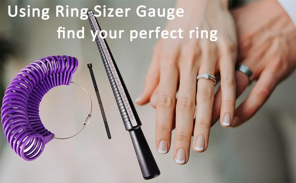 Meowoo Ring Sizer Measuring Tool Set, Ring Gauges with Finger Sizer Mandrel Ring Sizer Tools for Jewelry Sizing Measuring black - ring sizer