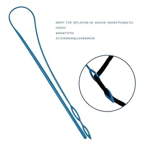 1Pcs 23In Flexible Plastic Drawstring Threader Tool, Easy Threader Drawstring Replacement Tool for Jackets Swim Trunks Pants Sweatpants Shorts Hoodies (Blue) - Flexible Plastic Drawstring Threader Tool