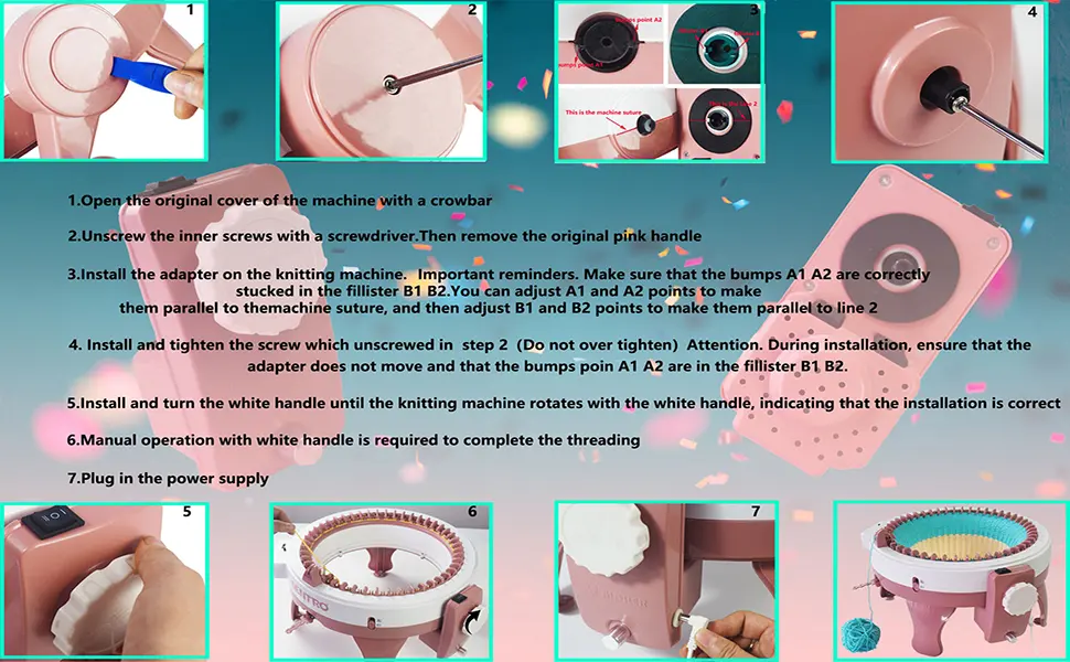 AIDILER Knitting Machines Adapter,Electri Knitting Machines Adapter,Electric Knitting Loom Machine Driving System Suit for Sentro 48 Needle Knitting Machine DIY Craft Knitting Sewing Accessories - System Suit for Sentro 48 needle knitting machine