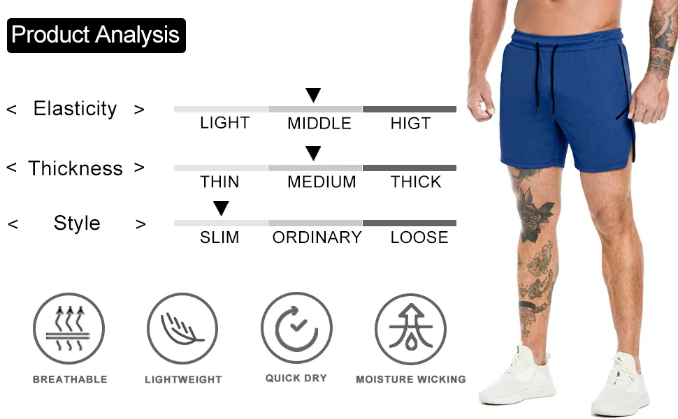 PIDOGYM Men's Workout Running Shorts 5 Inch, Lightweight Mesh Gym Athletic Fitted Short Pants for Bodybuilding Training Black X-Large - product information 3