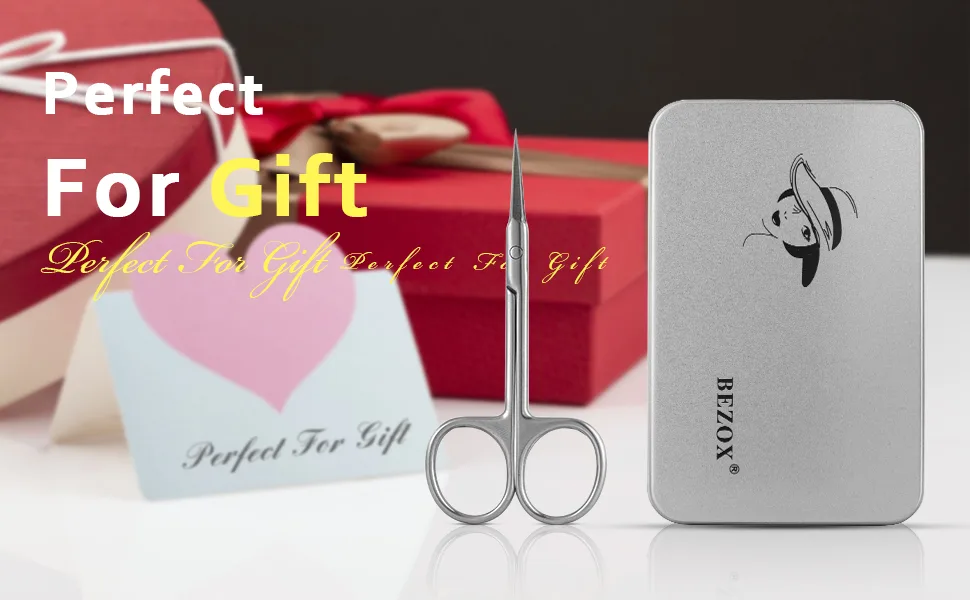 BEZOX Extra Fine Curved Cuticle Scissors, Super Thin Scissors for Cutical Care Only, Professional Manicure Small Scissors, Stainless Steel Cuticle Cutter, 1 pcs Curved Blades - sharp precision scissors cuticle cutters for nails scissors for women mustache scissors for men