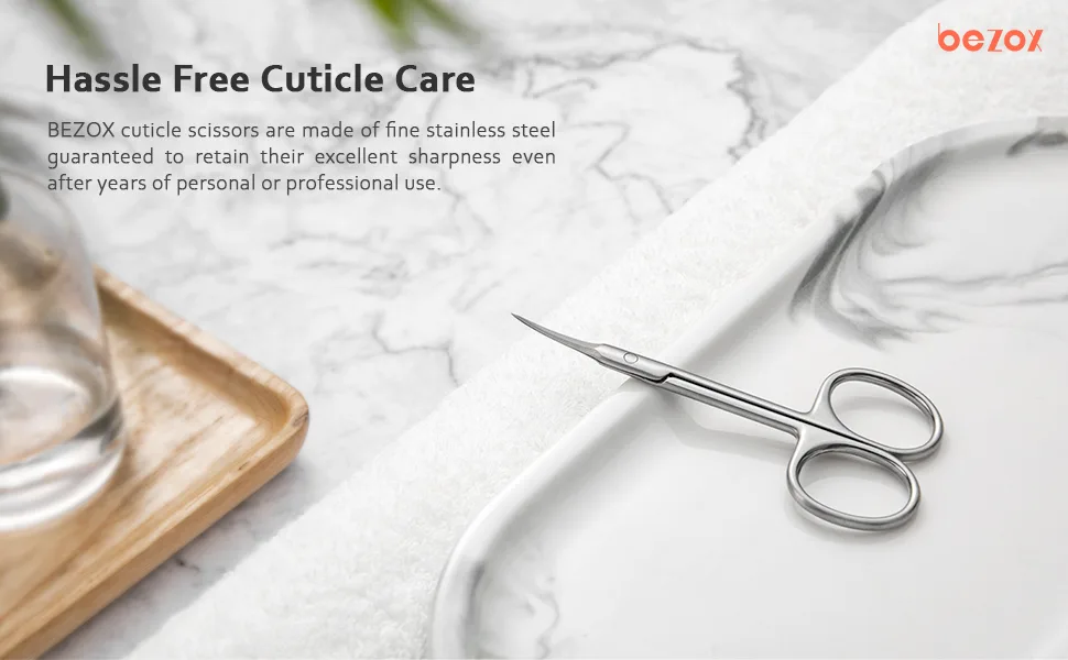 BEZOX Extra Fine Curved Cuticle Scissors, Super Thin Scissors for Cutical Care Only, Professional Manicure Small Scissors, Stainless Steel Cuticle Cutter, 1 pcs Curved Blades - small scissors cuticle scissors extra fine curved