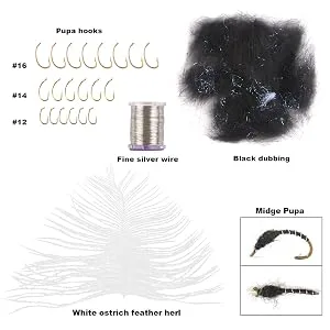 M MAXIMUMCATCH Maxcatch Fly Tying Kit with Fly Tying Vise, Materials, Tools, Hooks for Flies Making - white ostrich feather herl