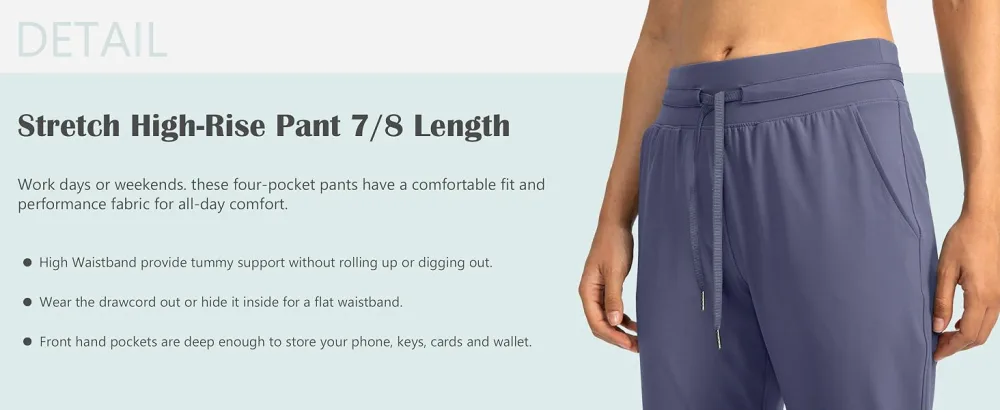Soothfeel Women's Golf Pants with 4 Pockets 7/8 Stretch High Wasited Sweatpants Travel Athletic Work Pants for Women Black Medium - SFK151