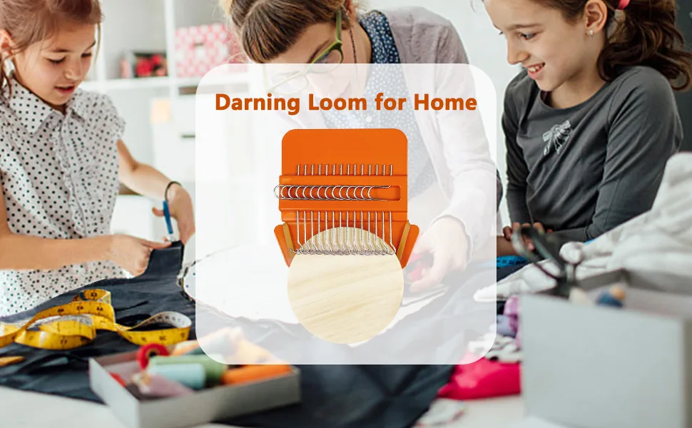 Speedweve Darning Mini Loom, Small Weaving Loom Tools for Mending Jeans, DIY Artful Patterns, Repair Holes on Fabrics (14 Hooks) - DARNING LOOM