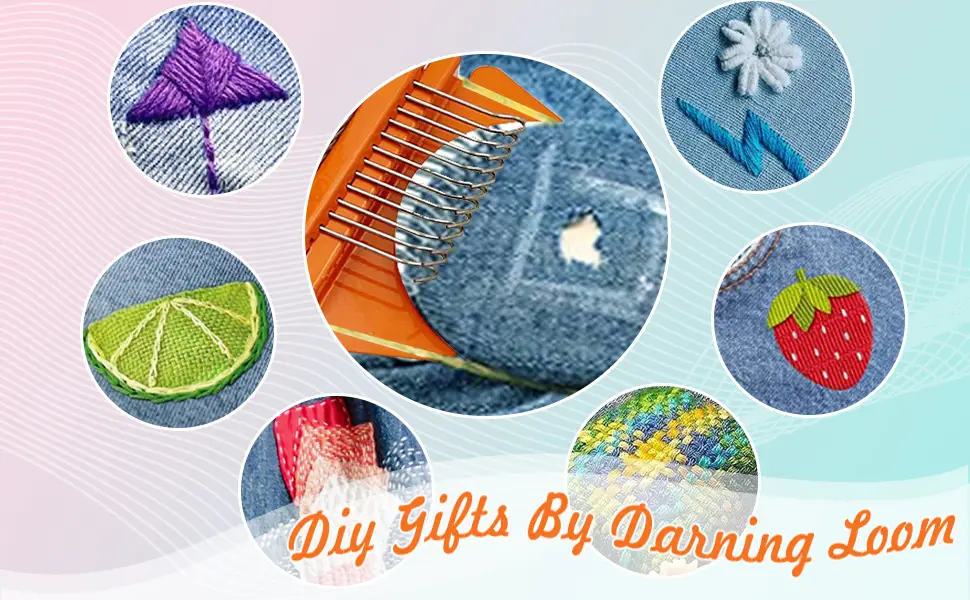 Speedweve Darning Mini Loom, Small Weaving Loom Tools for Mending Jeans, DIY Artful Patterns, Repair Holes on Fabrics (14 Hooks) - product information 14