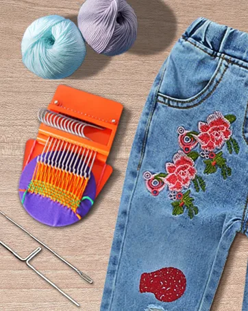 Speedweve Darning Mini Loom, Small Weaving Loom Tools for Mending Jeans, DIY Artful Patterns, Repair Holes on Fabrics (14 Hooks) - product information 2