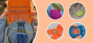 Speedweve Darning Mini Loom, Small Weaving Loom Tools for Mending Jeans, DIY Artful Patterns, Repair Holes on Fabrics (14 Hooks) - product information 7