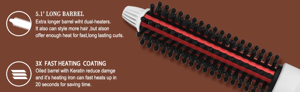 GLAMGLIDER Iron Brush 1.00 Inch - long barrel with ceramic coating