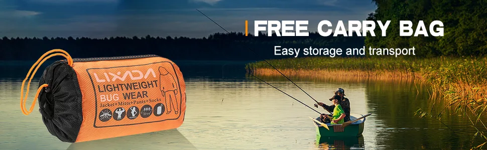 Lixada Mesh Suit with Jacket Hood,Mitts & Socks and Storage Sack for Fishing, Hiking, Camping Large - product information 3