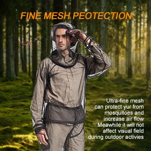 Lixada Mesh Suit with Jacket Hood,Mitts & Socks and Storage Sack for Fishing, Hiking, Camping Large - Mesh Suit