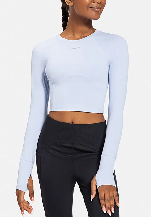 BALEAF Women's Long Sleeve Workout Tops Compression Running Shirts Fitted Athletic Warm Thumbholes Quick Dry Stretch Yoga Grey X-Large - long sleeve workout shirts for women