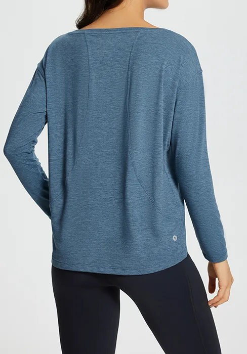 BALEAF Women's Long Sleeve Workout Tops Compression Running Shirts Fitted Athletic Warm Thumbholes Quick Dry Stretch Yoga Grey X-Large - long sleeve workout shirts for women